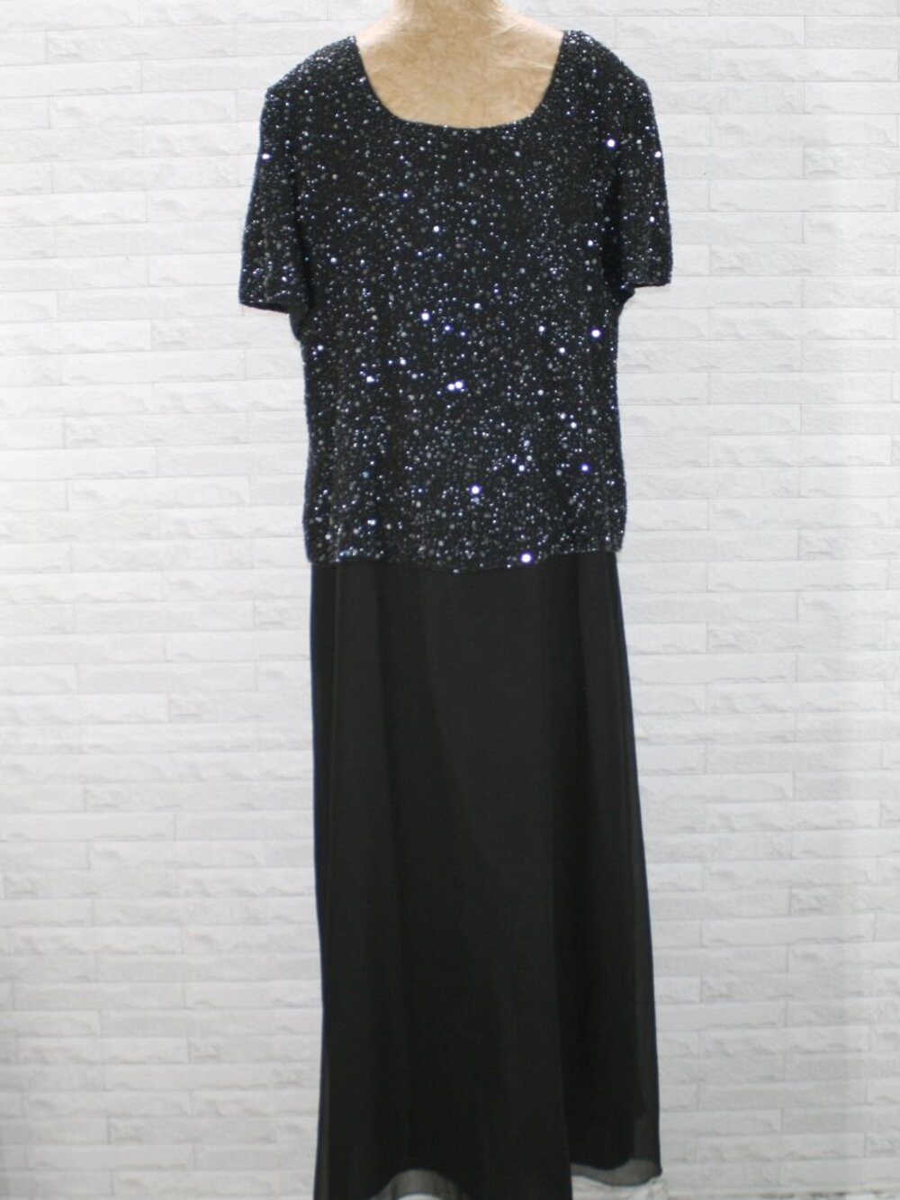 VINTAGE LAURENCE KAZAR Dress Beaded Sequin Formal Cocktail Black Plus Size 3X